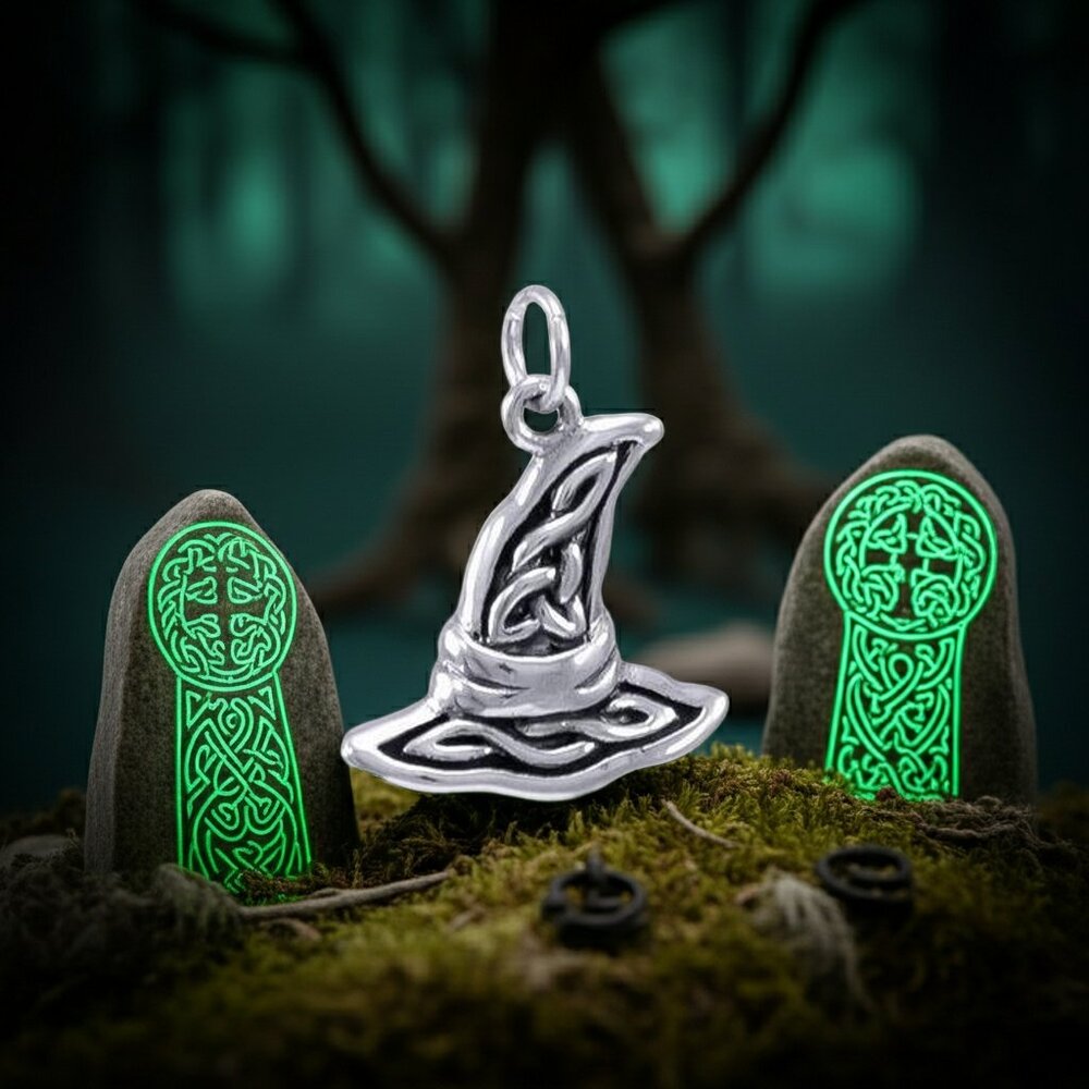 Celtic Knotwork Witch Hat Sterling Silver Pendant